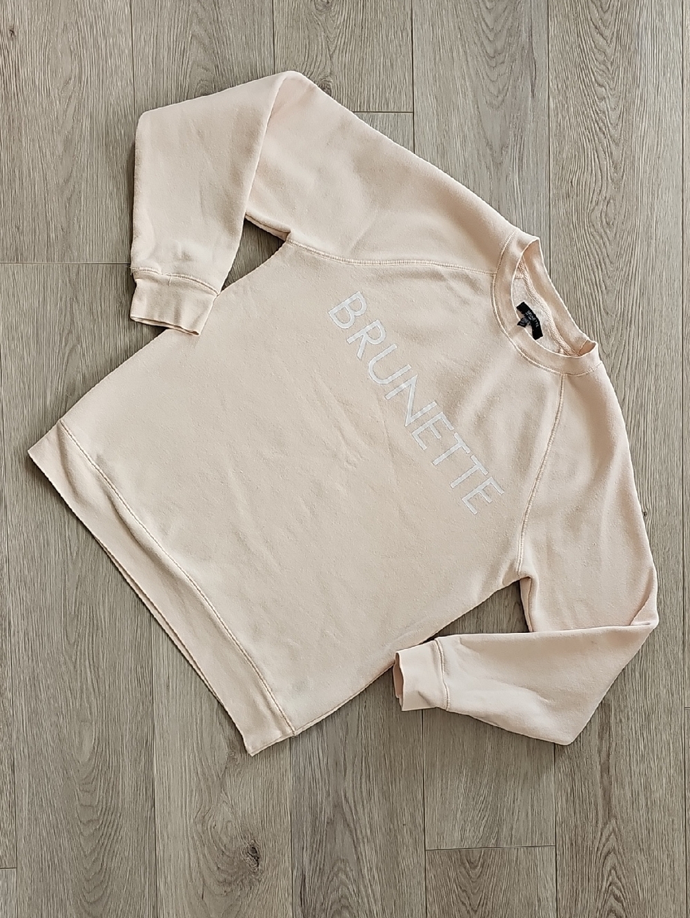 Brunette The Label Light Peach Brunette Crewneck Sweater, Med / Lrg